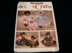 9473 SIMPLICITY 10'',16'',21'' SYNDEE'S DOLL DRESSES, HATS, UNDIES, FABRIC PATTERN